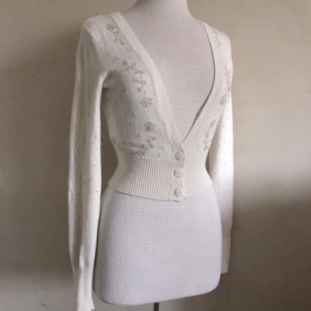 Vintage Beaded Angora Blend Cardigan - Picture 6 of 14